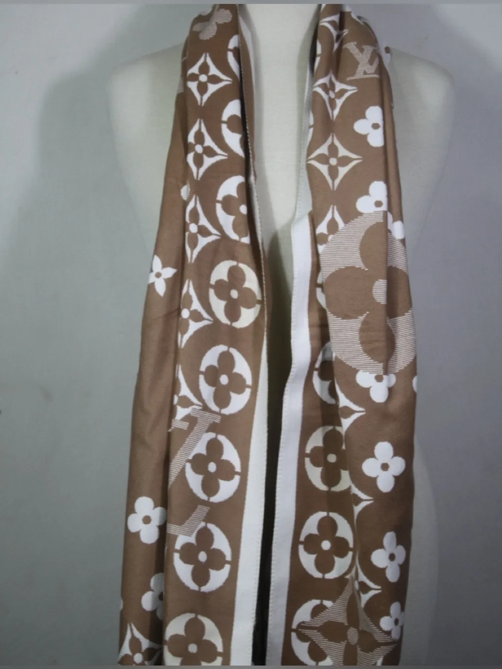 Louis Vuitton Brown and White Monogram Shawl Wrap